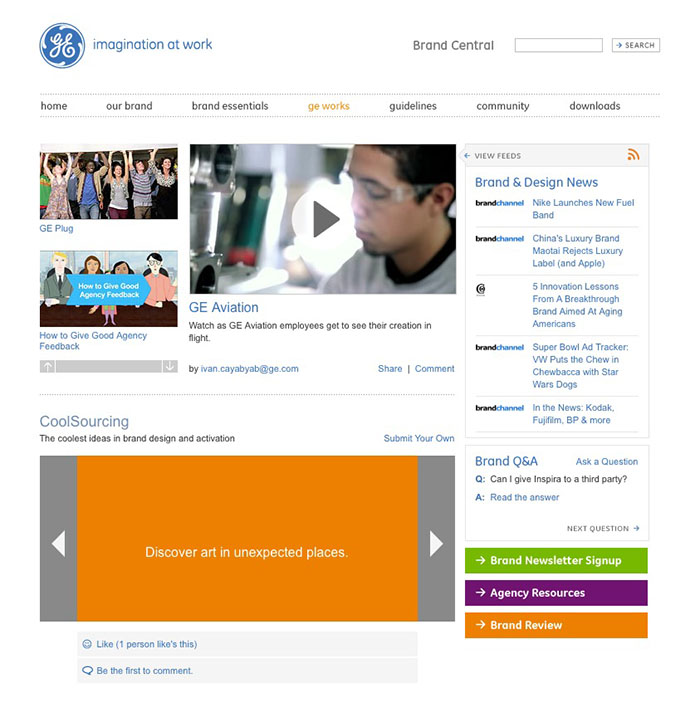 GE Brand Central Home page
